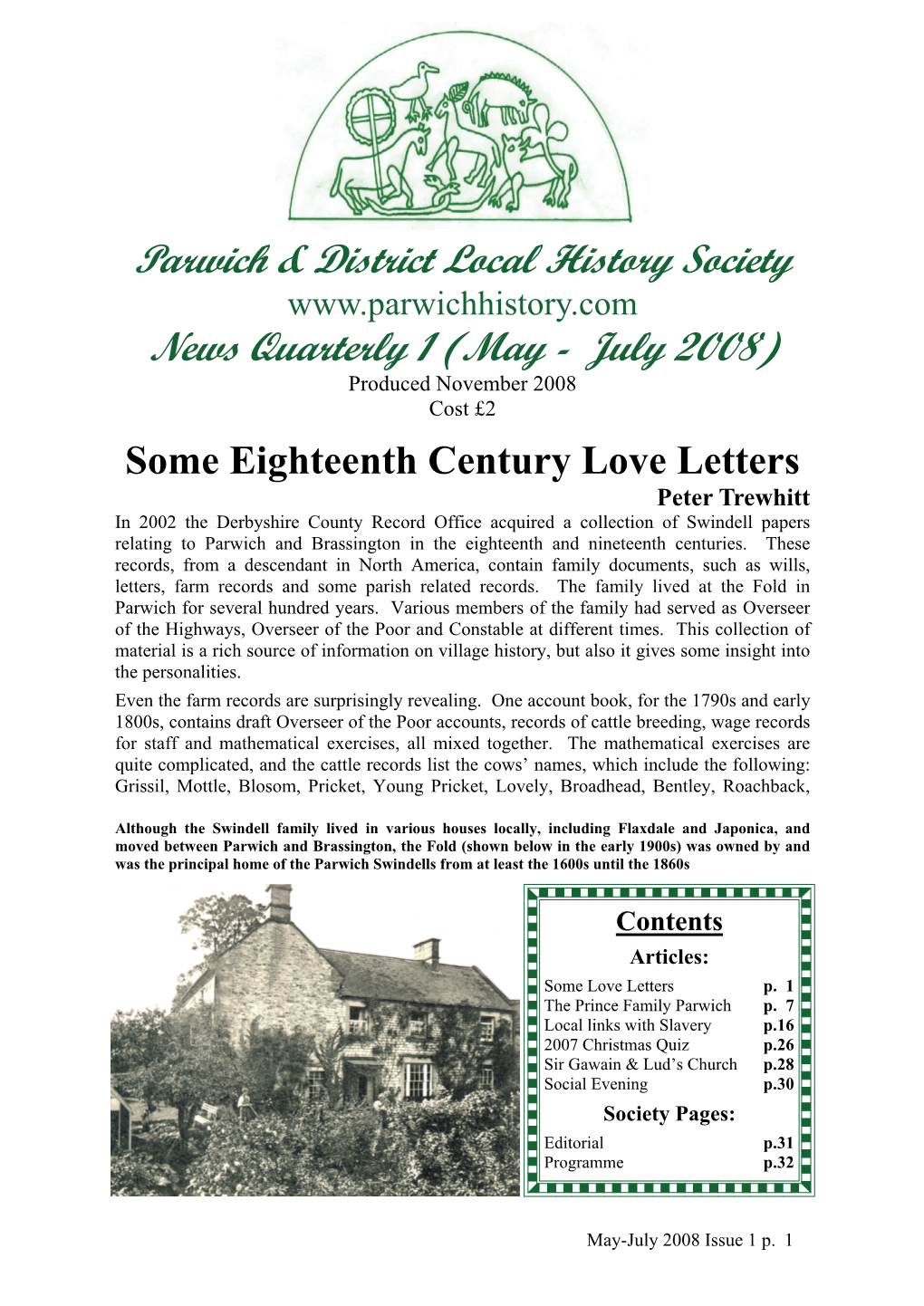 Parwich & District Local History Society News Quarterly 1 (May