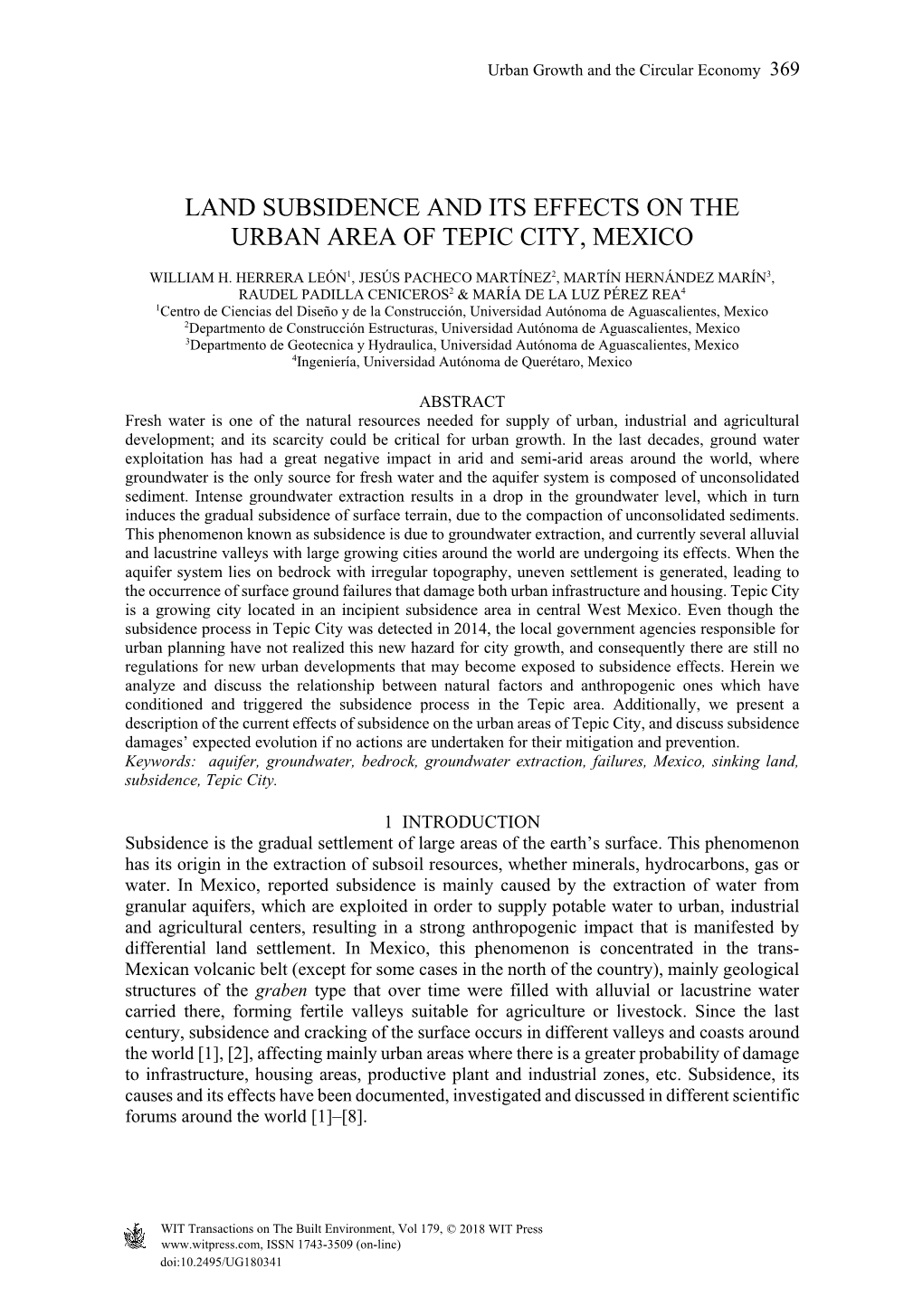Land Subsidence and Its Effects on the Urban Area of Tepic City, Mexico