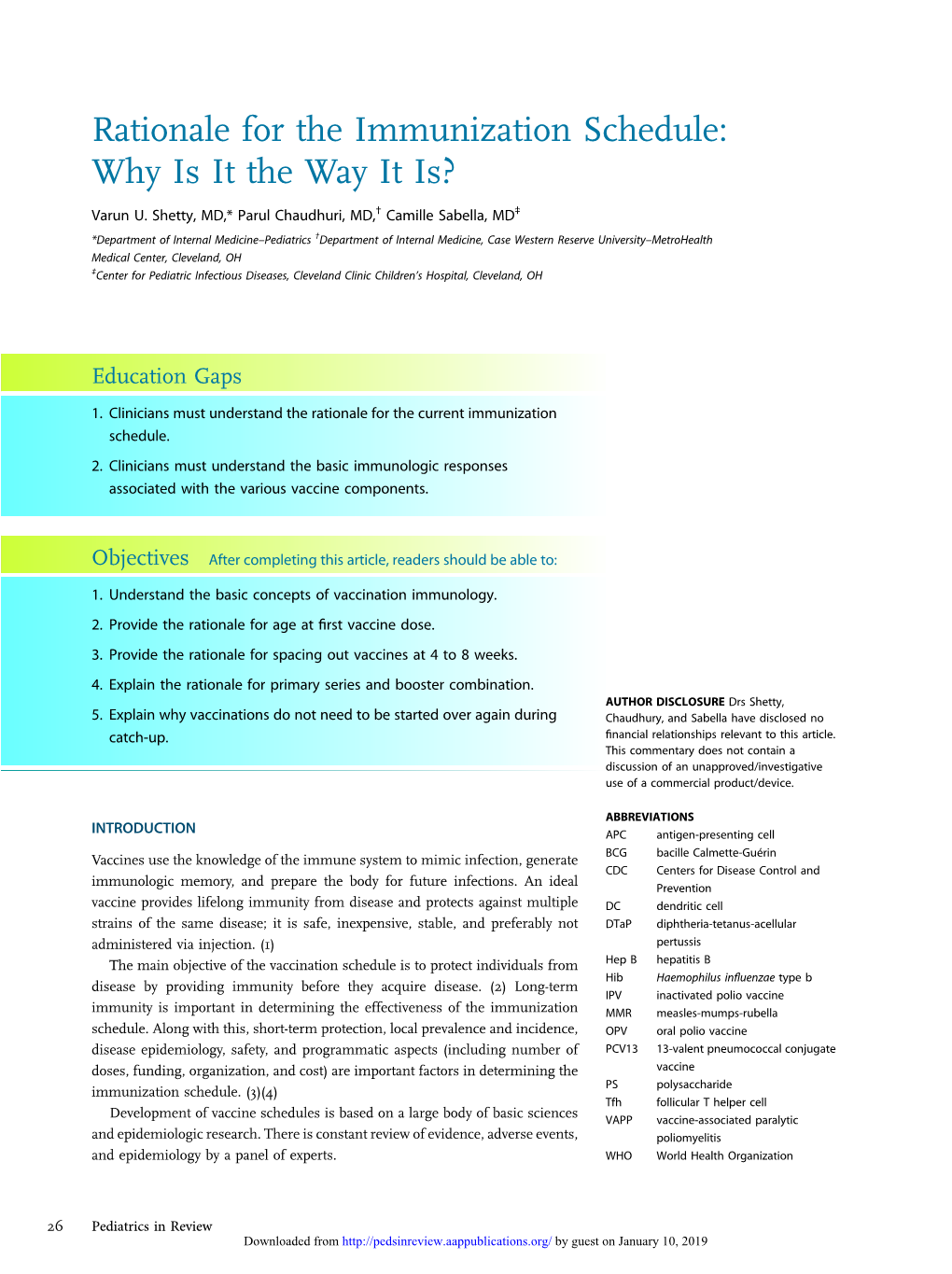 Rationale for the Immunization Schedule: Why Is It the Way It Is?