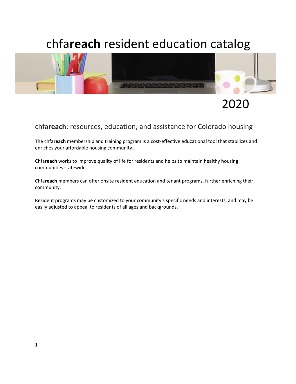 Chfareach Resident Education Catalog 2020