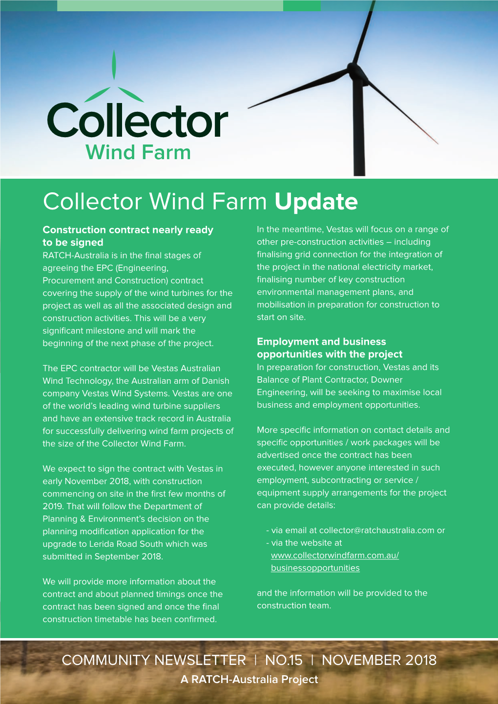 Collector Wind Farm Update