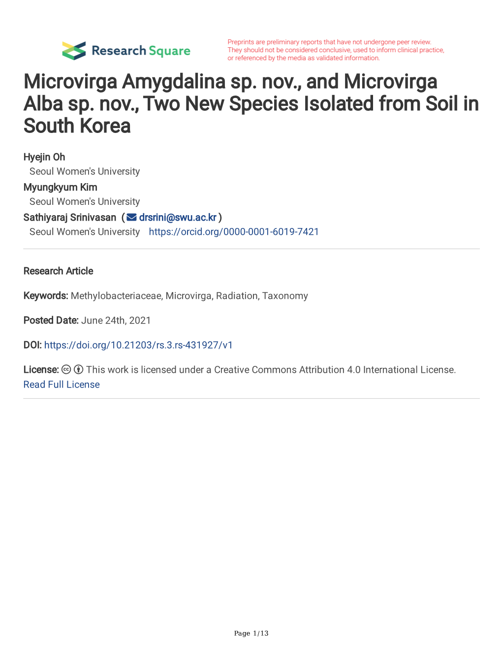 Microvirga Amygdalina Sp. Nov., and Microvirga Alba Sp. Nov., Two New Species Isolated from Soil in South Korea