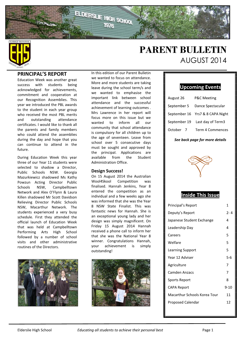 Parent Bulletin August 2014