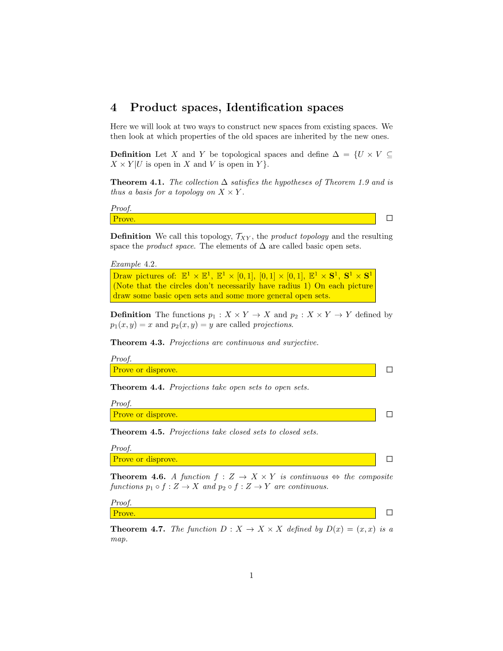 4 Product Spaces, Identification Spaces