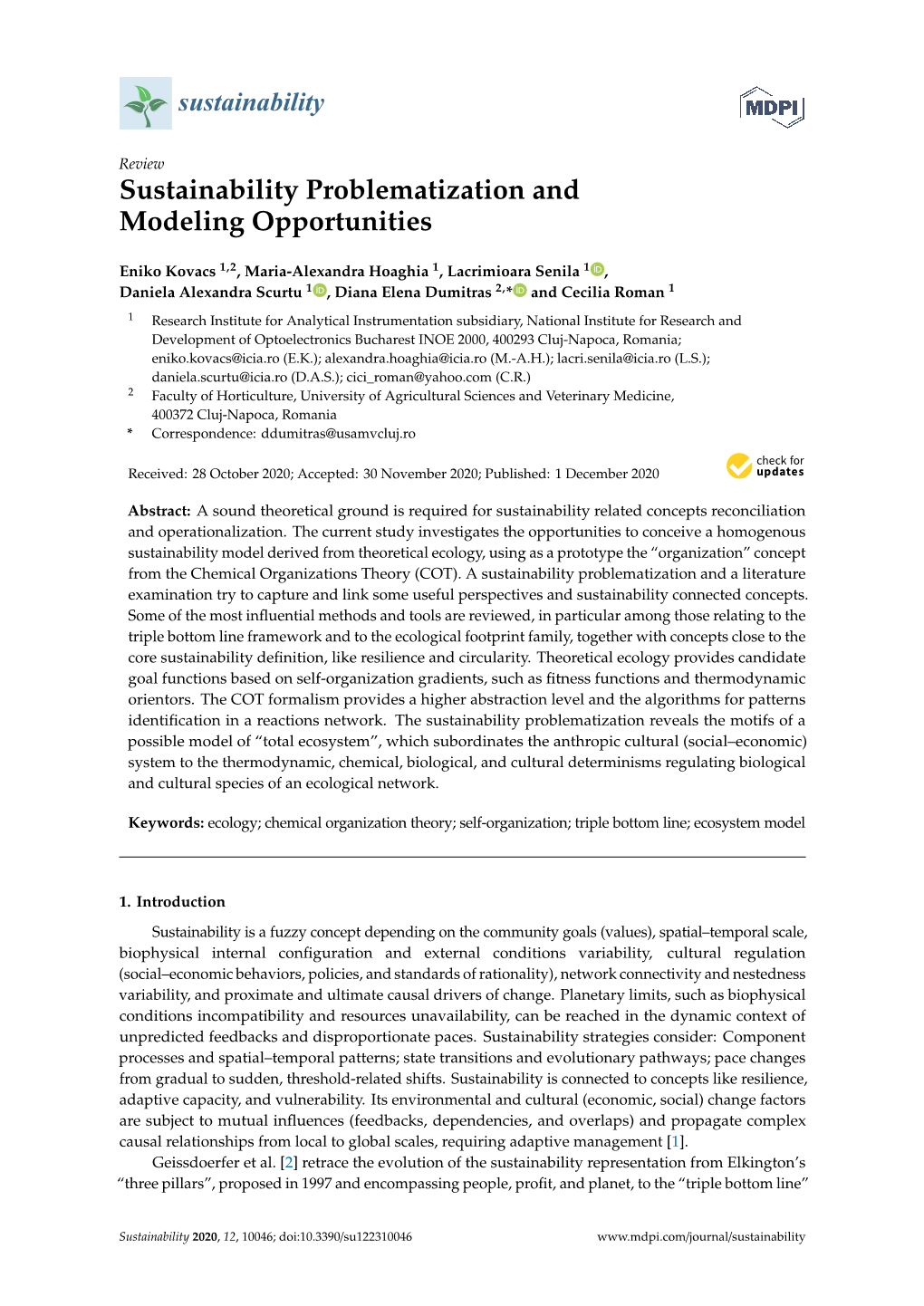 Sustainability Problematization and Modeling Opportunities