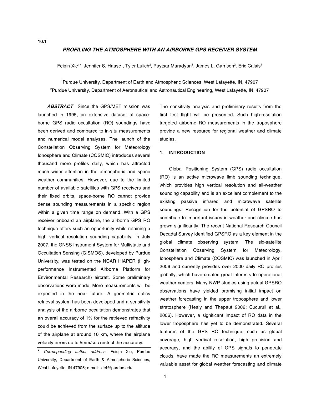 Profiling the Atmosphere with an Airborne Gps Receiver System