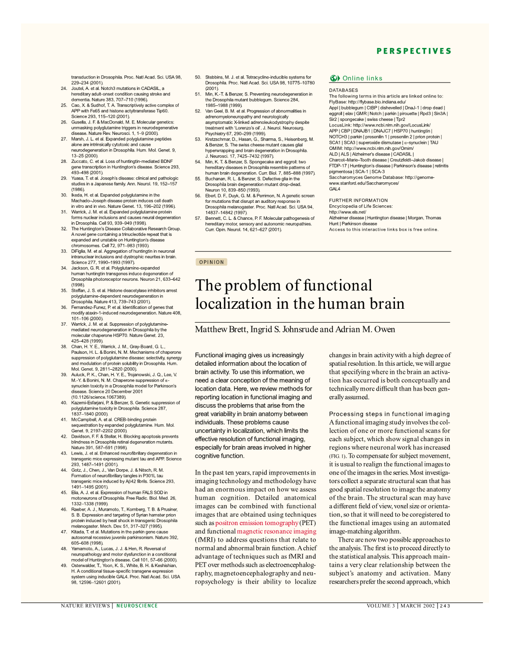 The Problem of Functional Localization in the Human Brain