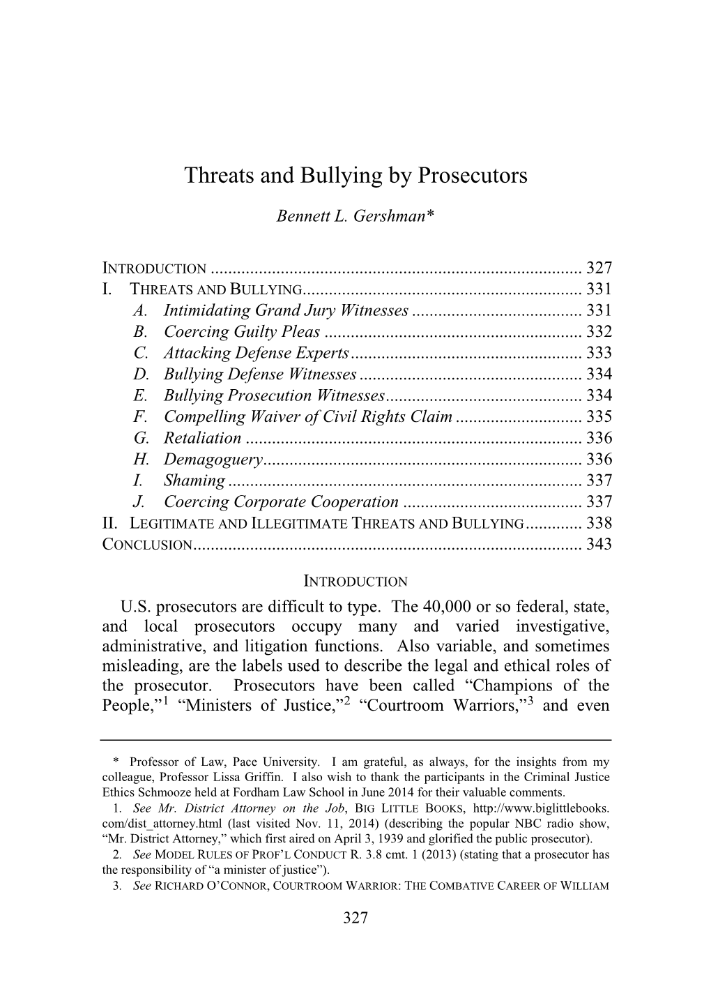 Threats and Bullying by Prosecutors