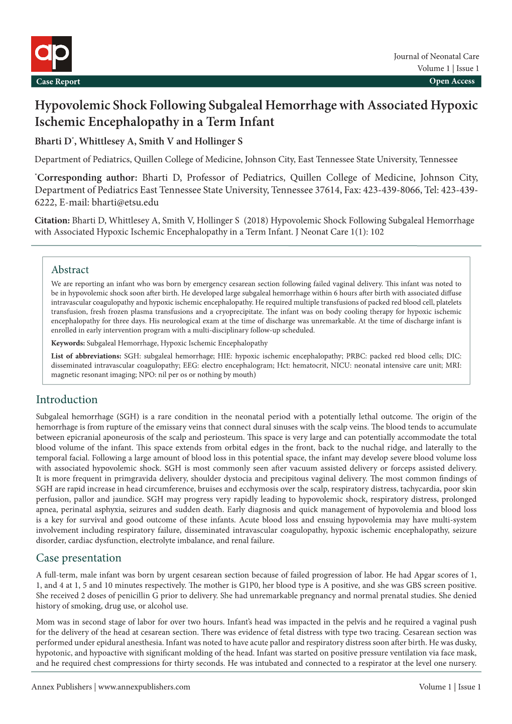 Hypovolemic Shock Following Subgaleal Hemorrhage With