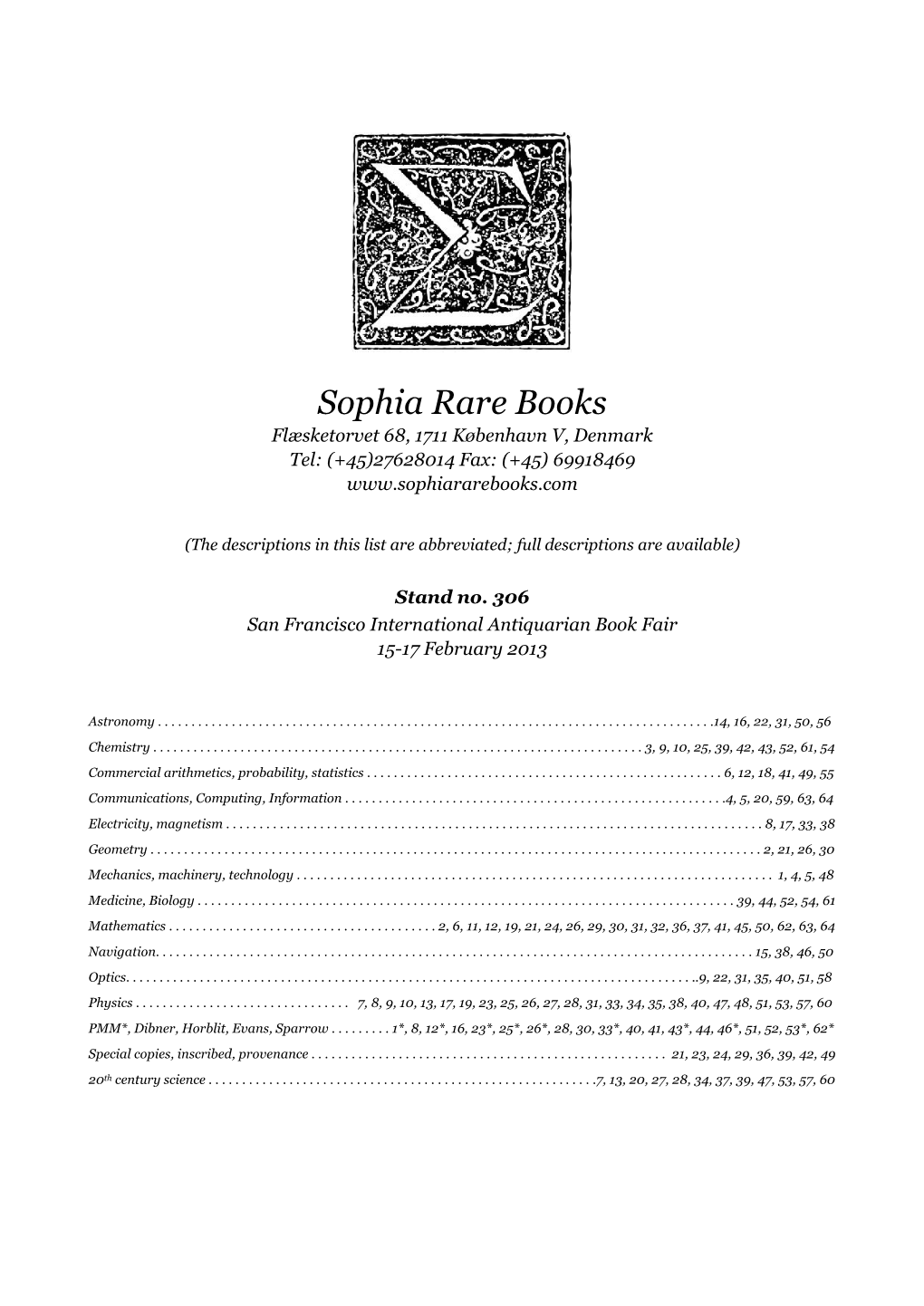 Sophia ∑ Rare Books