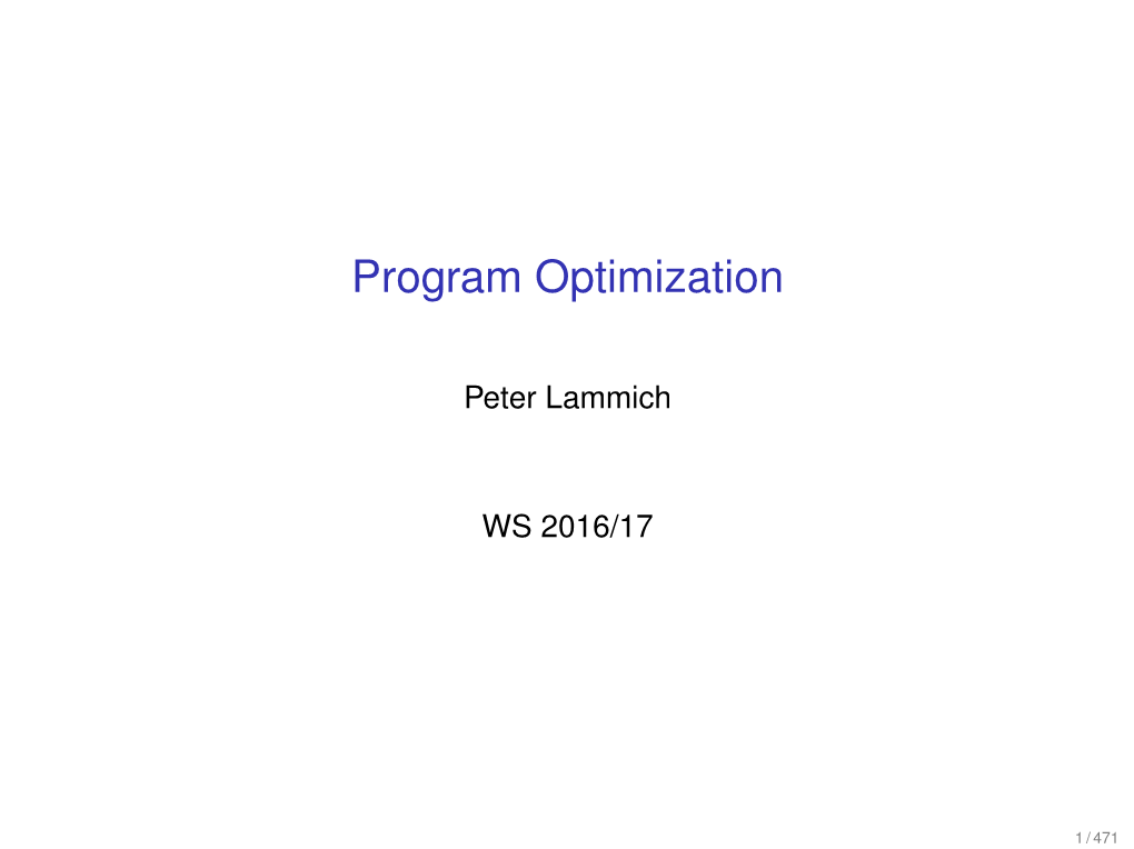 Program Optimization