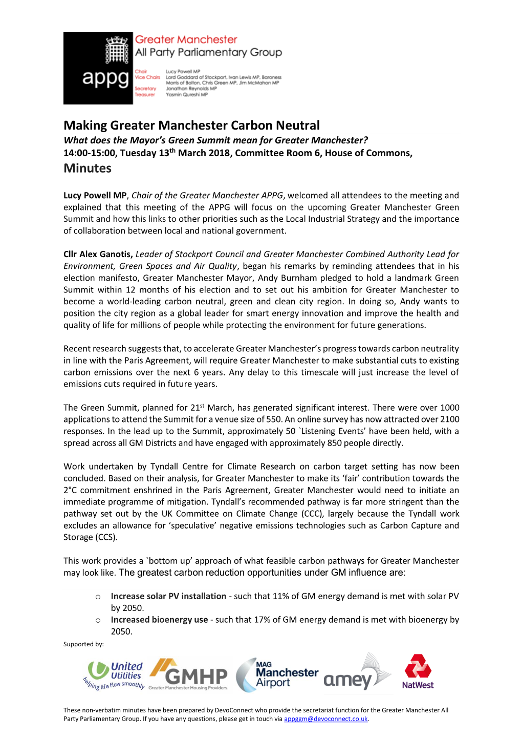 Making Greater Manchester Carbon Neutral Minutes