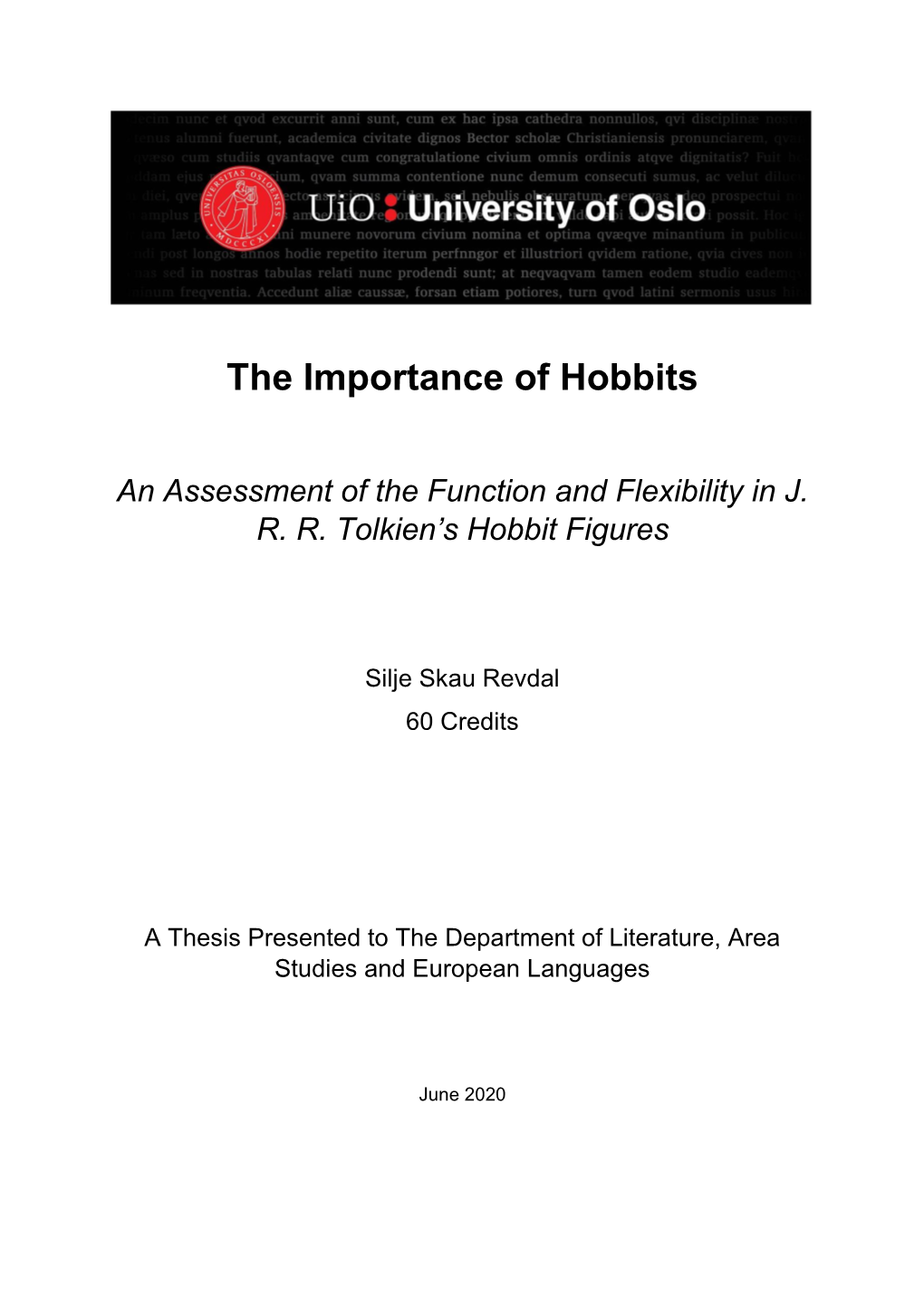 Revdal Theimportanceofhobbits.Pdf (843.6Kb)