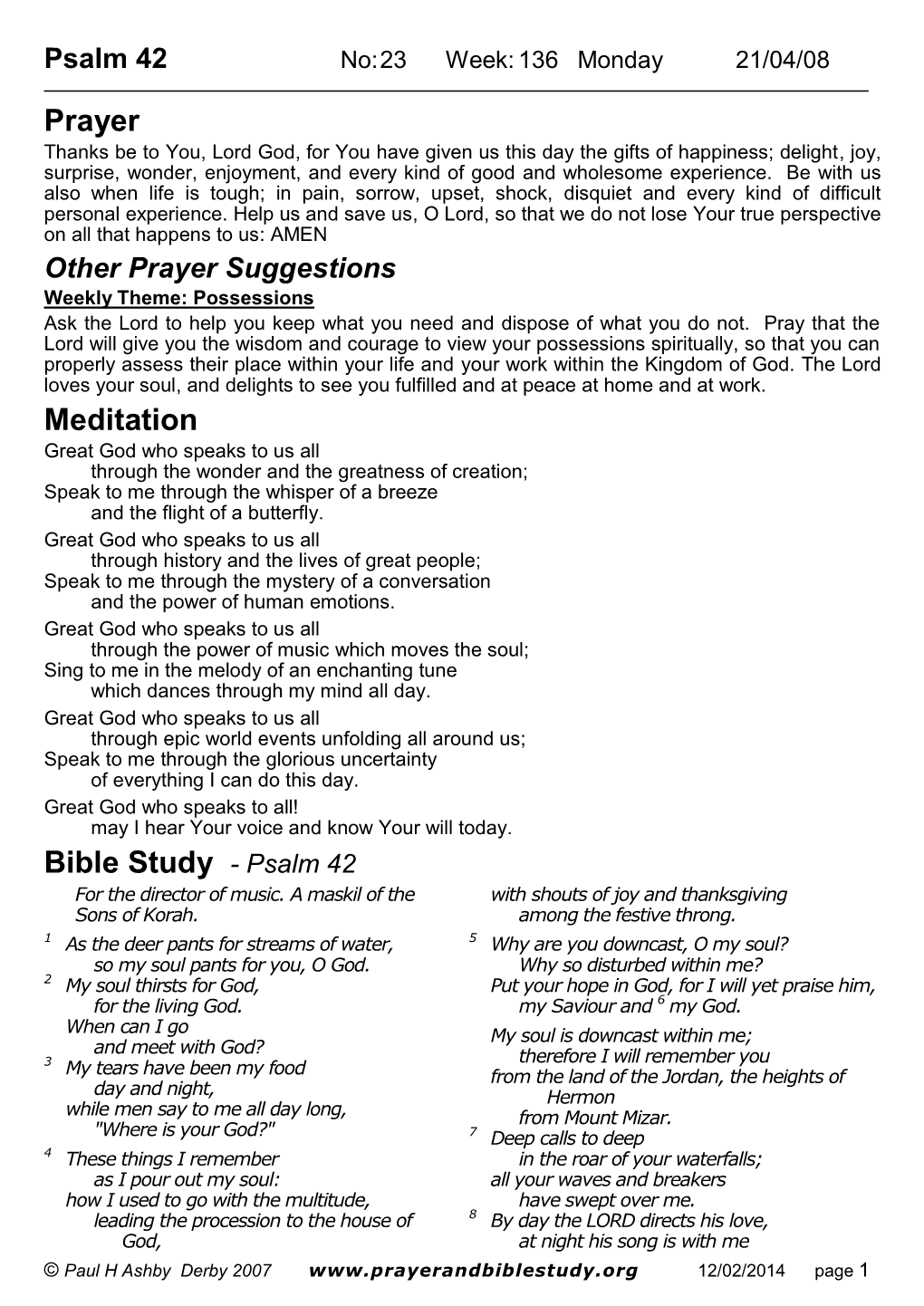 Prayer Meditation Bible Study