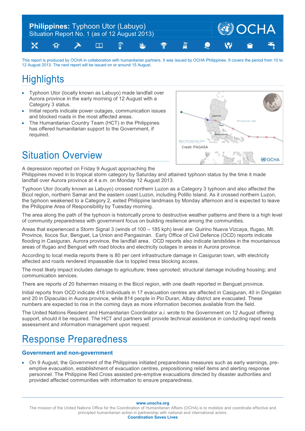 Philippines: Typhoon Utor (Labuyo) Situation Report No