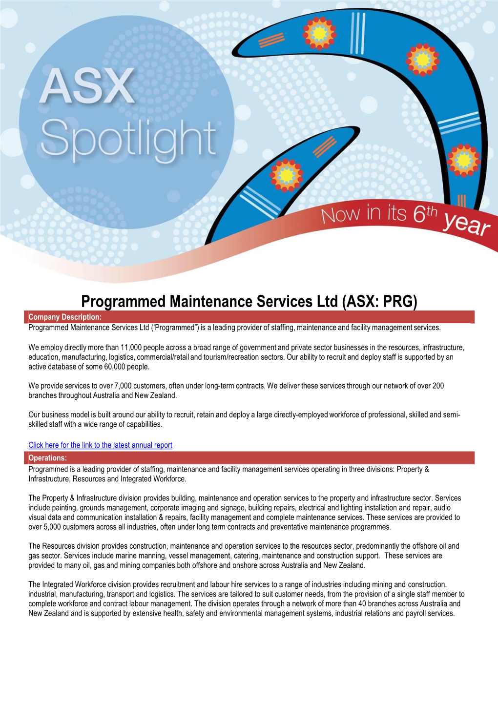 Programmed Maintenance Services Ltd (ASX: PRG)