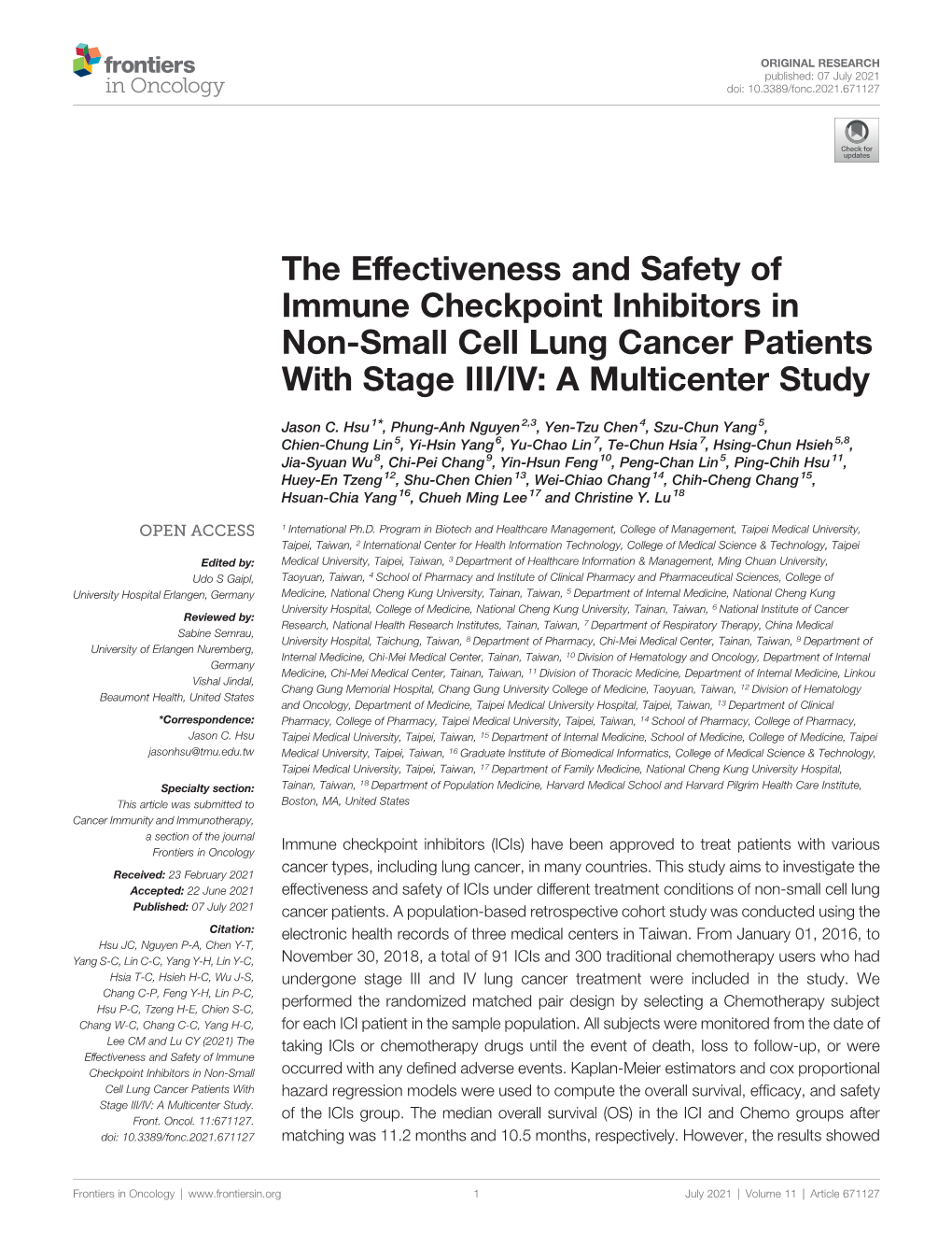 The Effectiveness and Safety of Immune Checkpoint Inhibitors in Non-Small Cell Lung Cancer Patients with Stage III/IV: a Multicenter Study