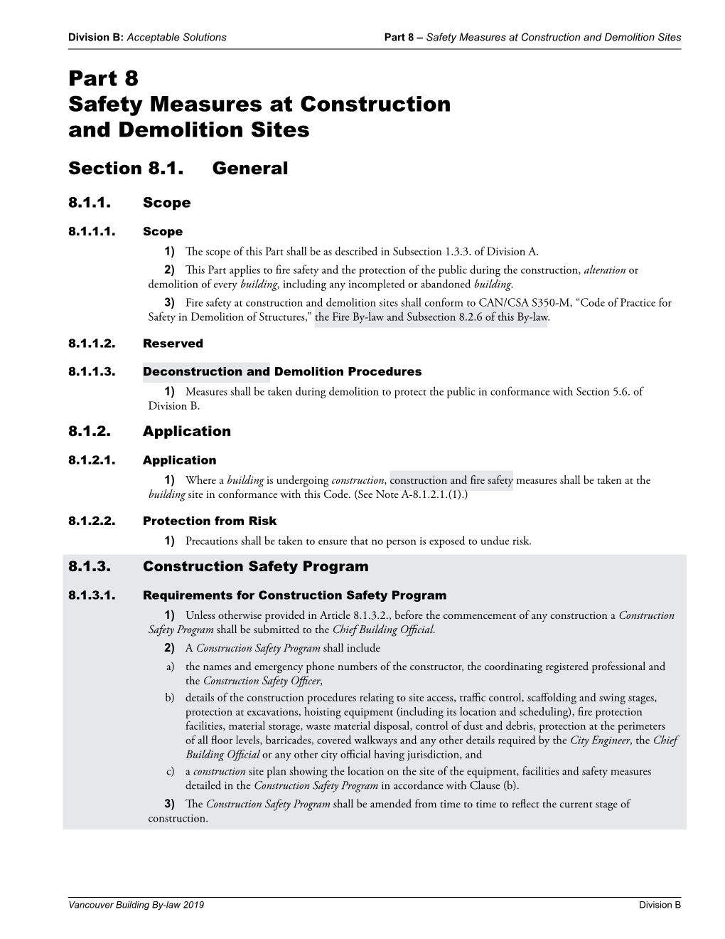 Part 8 Safety Measures at Construction and Demolition Sites