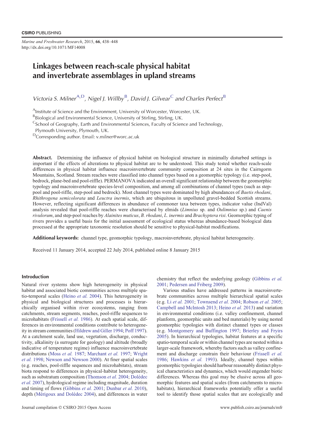 Linkages Between Reach-Scale Physical Habitat and Invertebrate Assemblages in Upland Streams