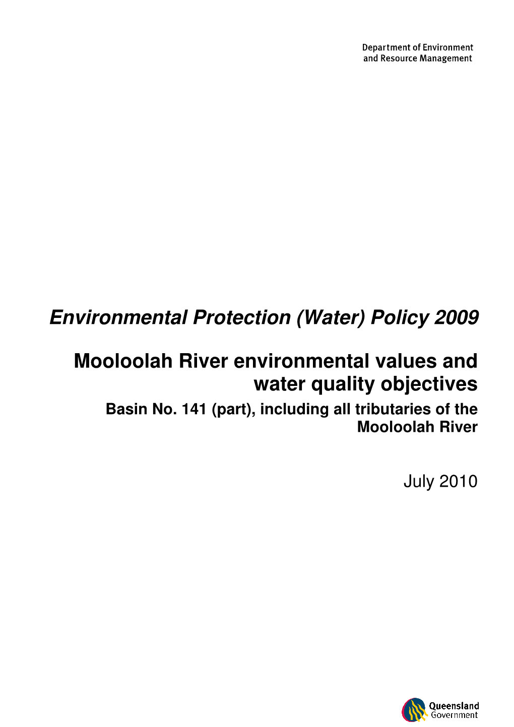 Mooloolah River Environmental Values and Water Quality Objectives Basin No