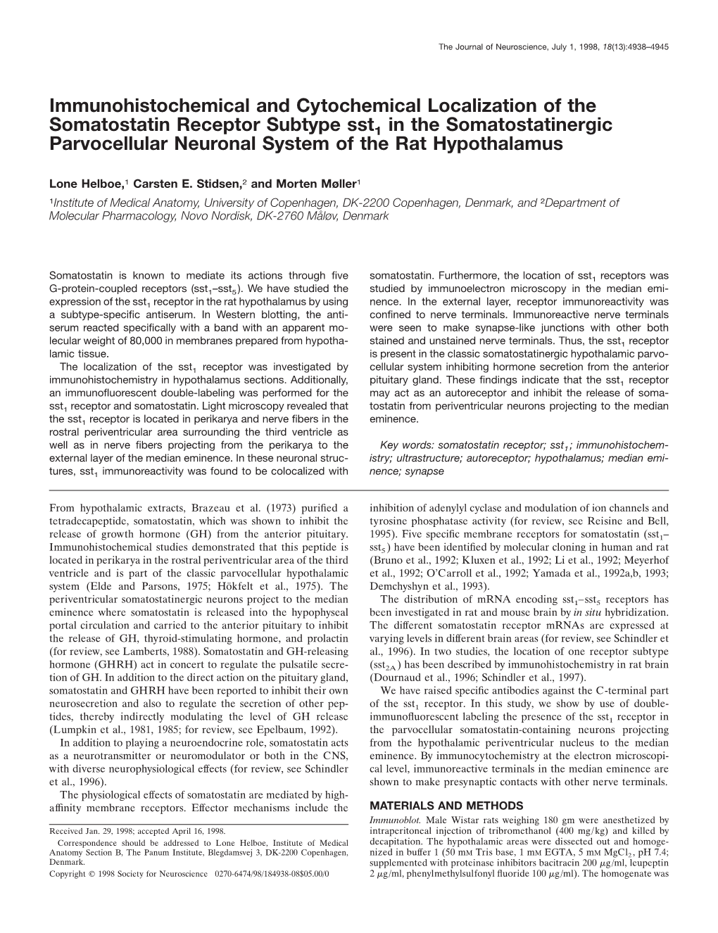 Immunohistochemical and Cytochemical Localization of The