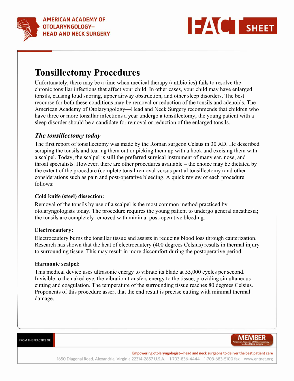 Tonsillectomy Procedures