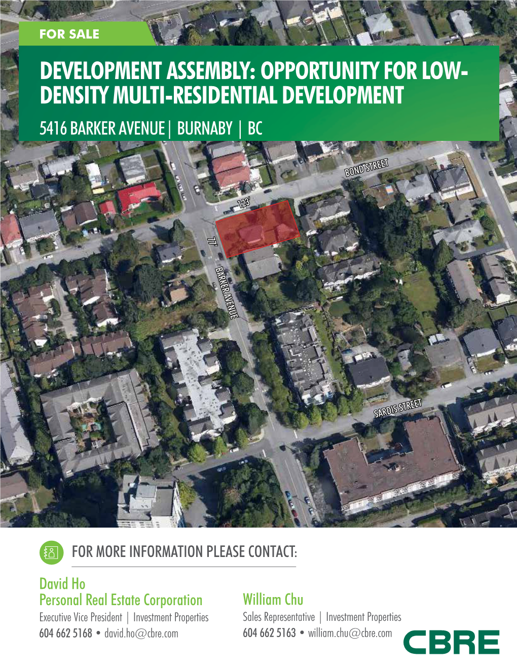 Development Assembly: Opportunity for Low- Density Multi-Residential Development 5416 Barker Avenue| Burnaby | Bc