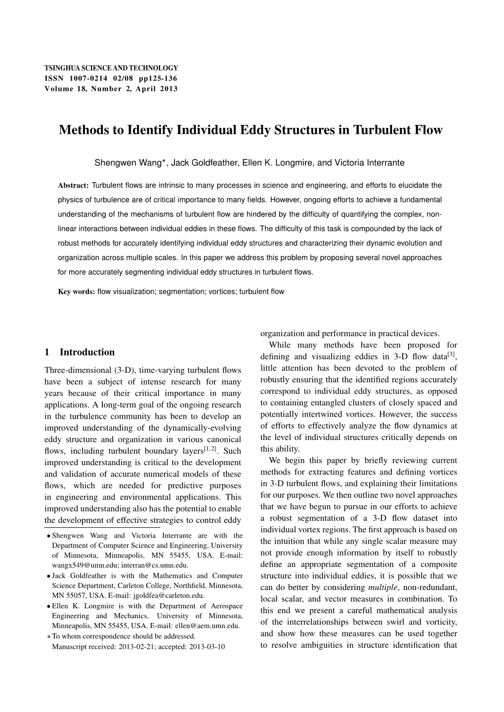 Methods to Identify Individual Eddy Structures in Turbulent Flow