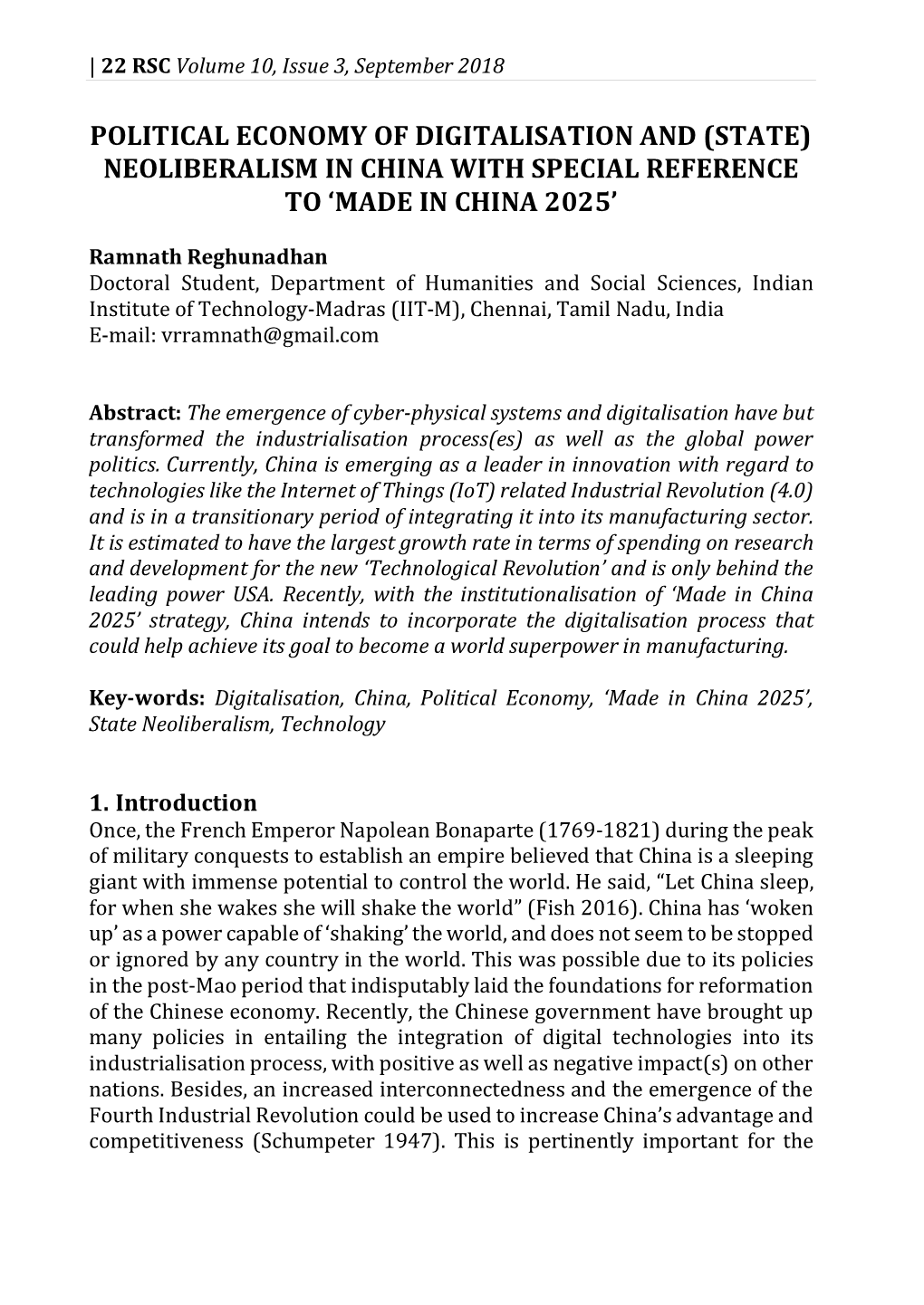 Political Economy of Digitalisation and (State) Neoliberalism in China with Special Reference to ‘Made in China 2025’