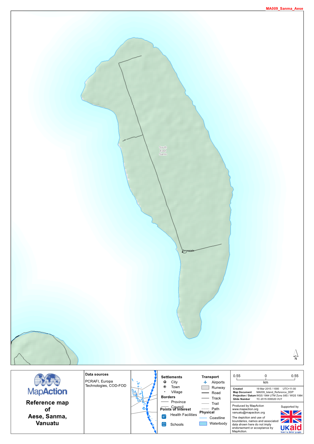 Reference Map of Aese, Sanma, Vanuatu