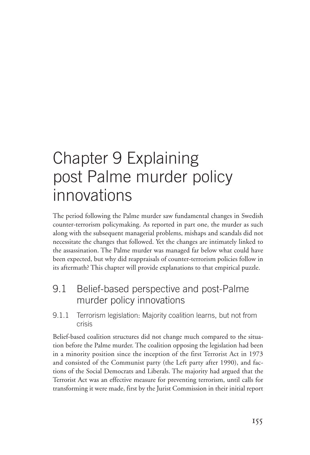 Chapter 9 Explaining Post Palme Murder Policy Innovations