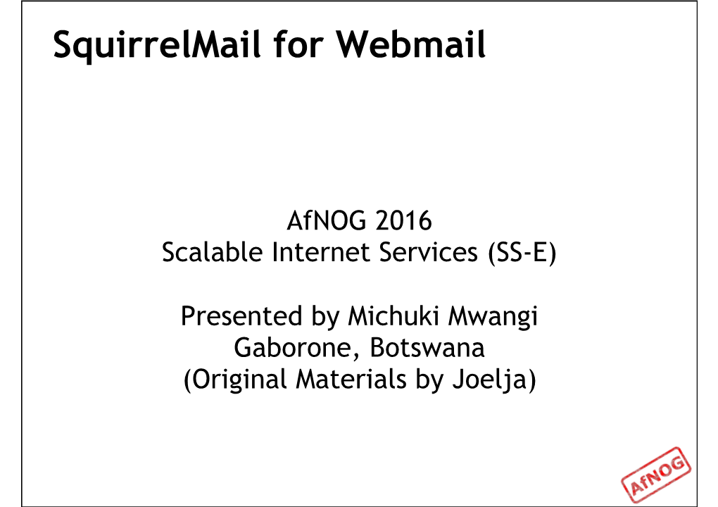 Squirrelmail for Webmail