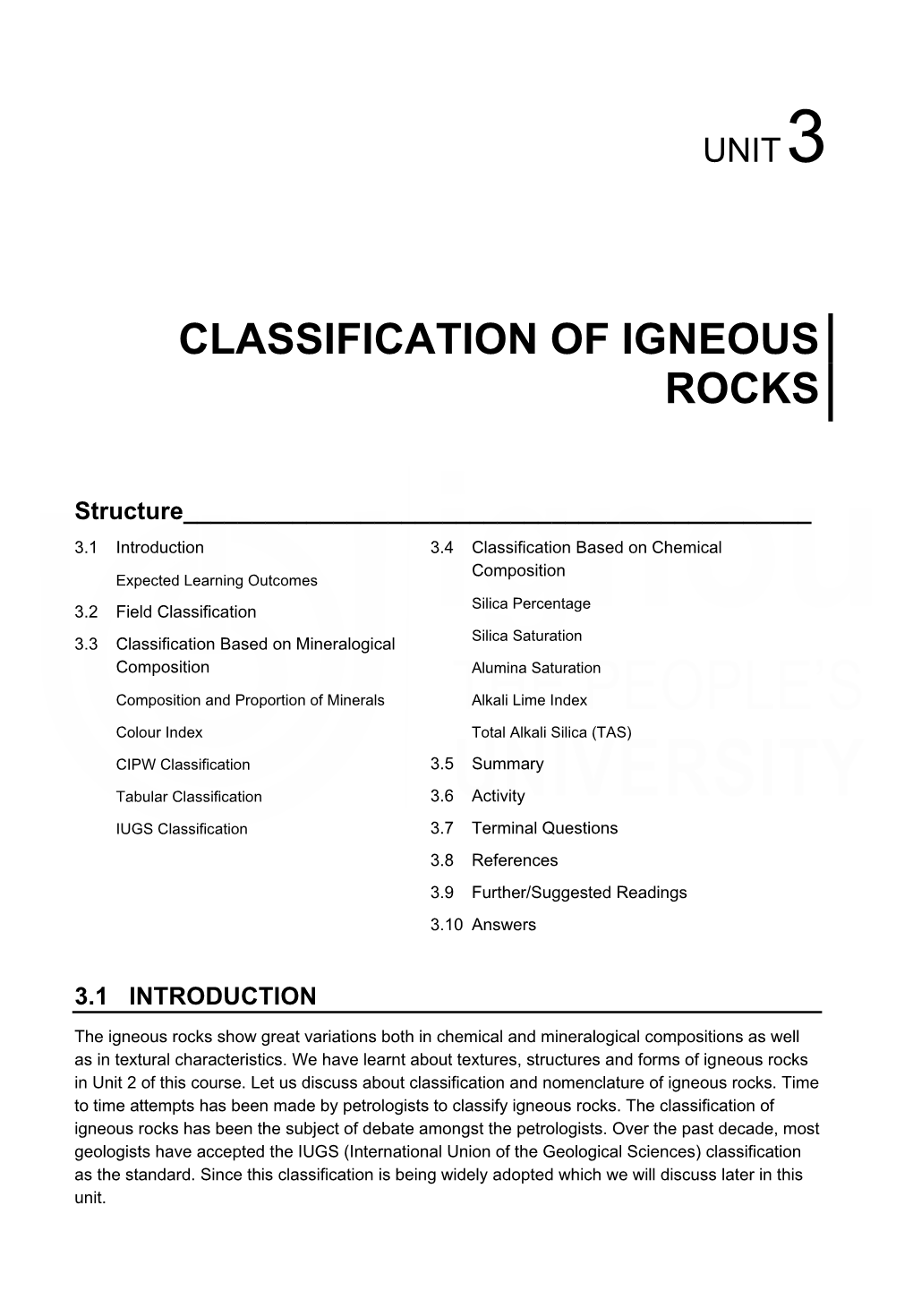 Classification of Igneous Rocks