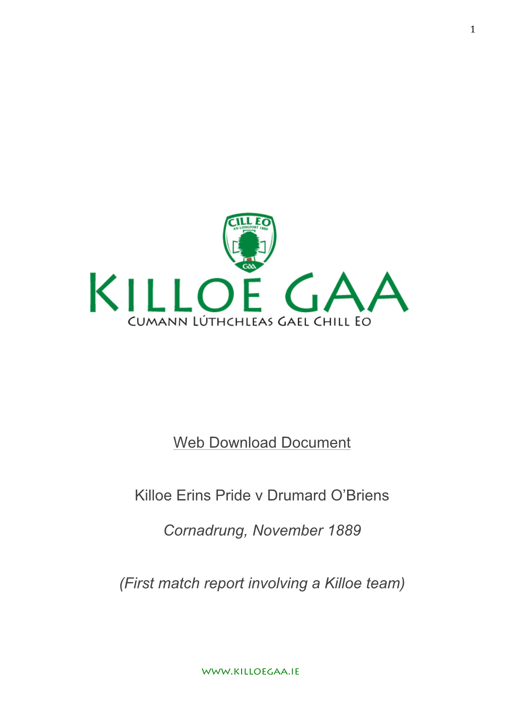 Web Download Document Killoe Erins Pride V Drumard O