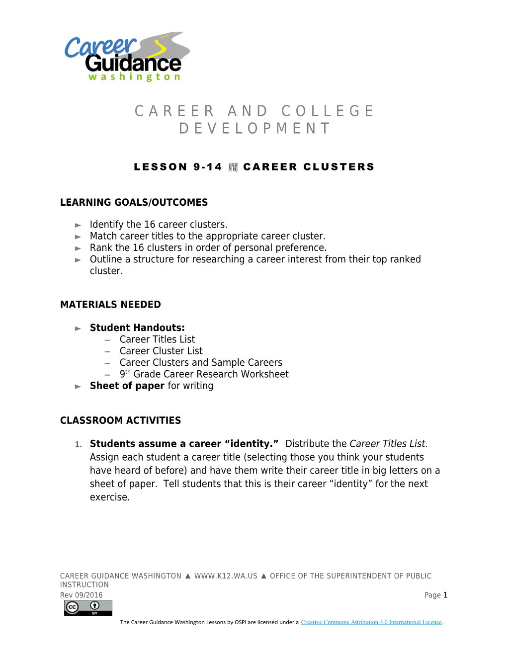 Career Guidance WA Grades 6-8 College Bound Scholarship