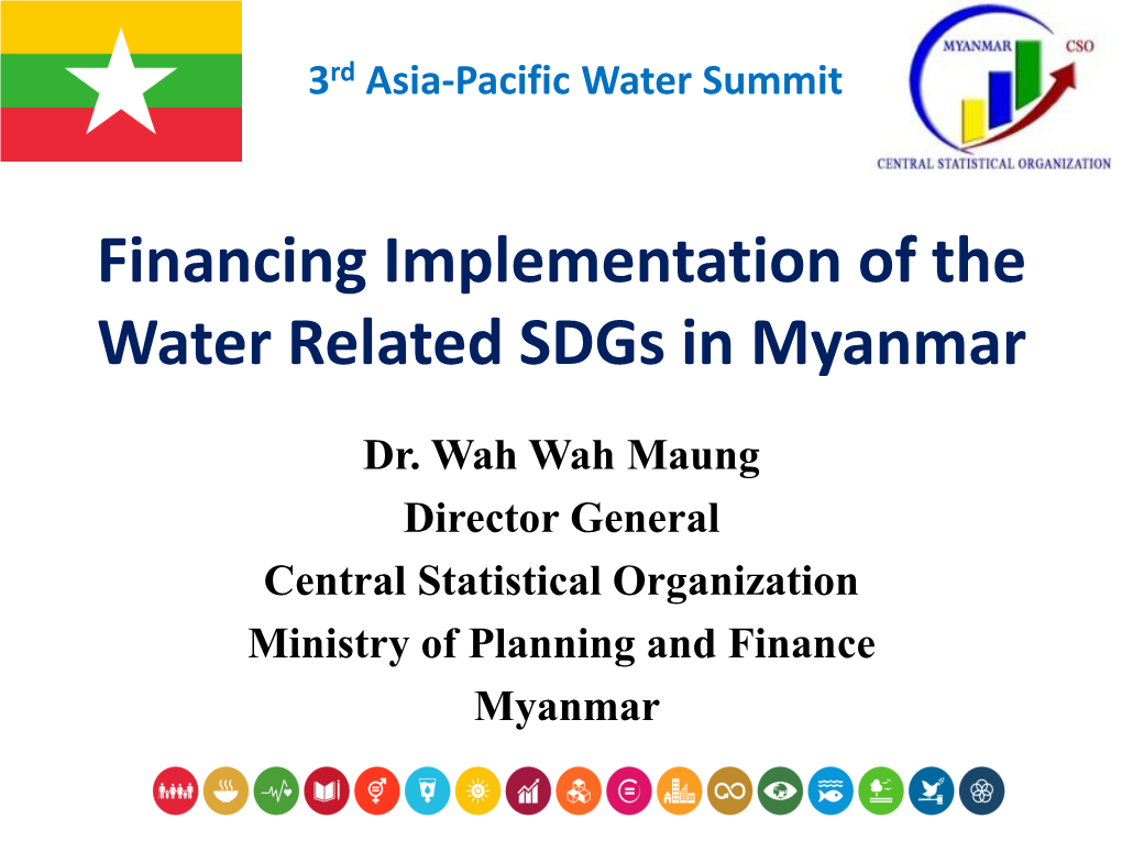 Financing Implementation of the Water Related Sdgs in Myanmar