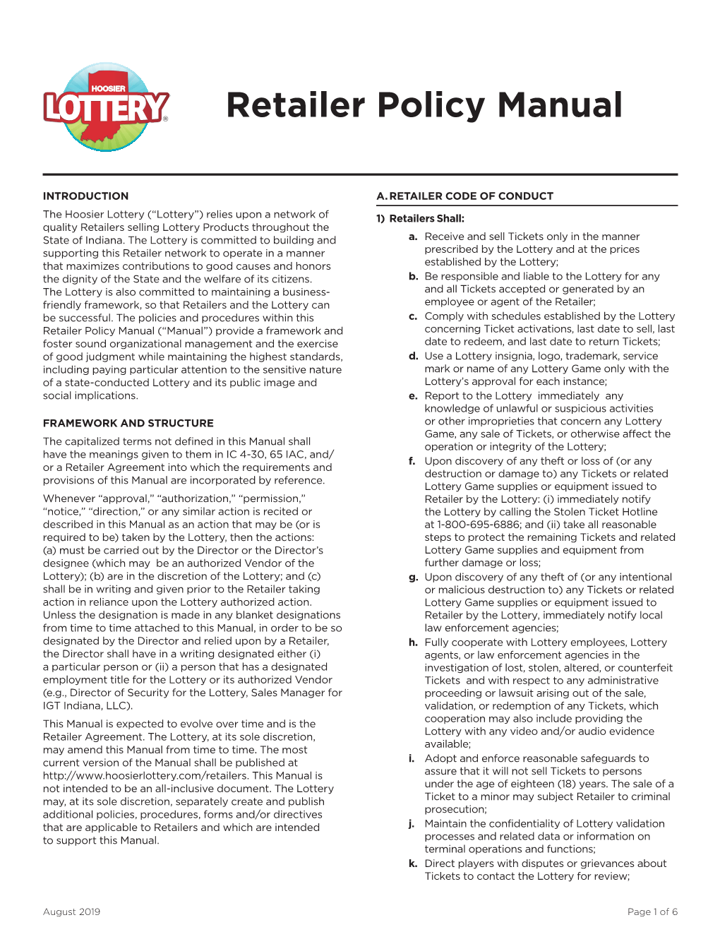 Retailer Policy Manual