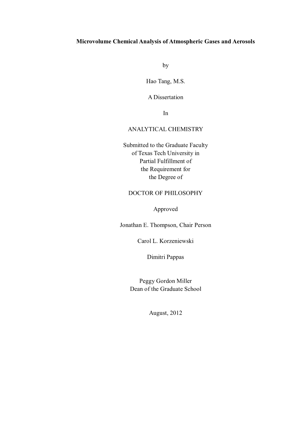 Microvolume Chemical Analysis of Atmospheric Gases and Aerosols