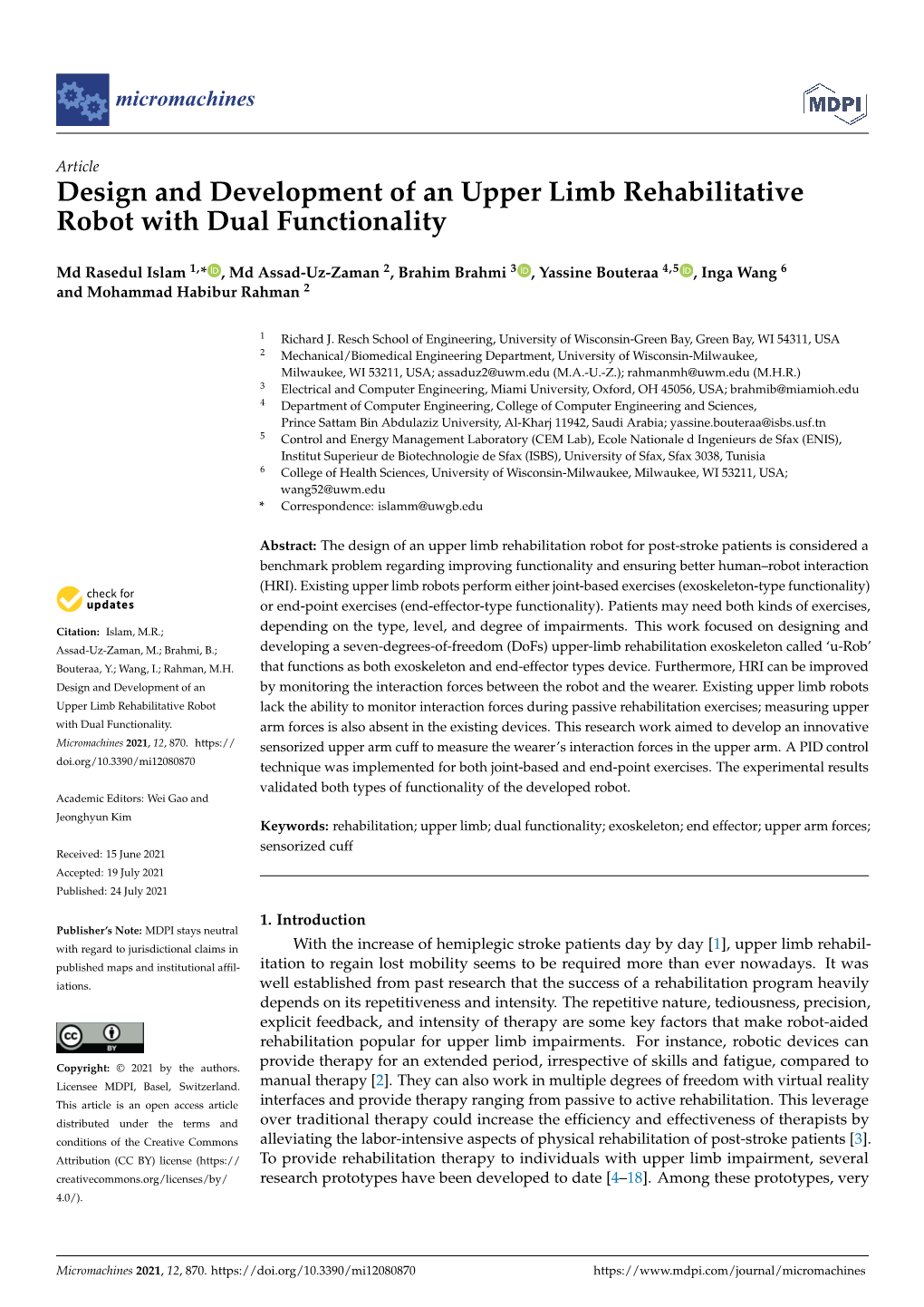 Design and Development of an Upper Limb Rehabilitative Robot with Dual Functionality