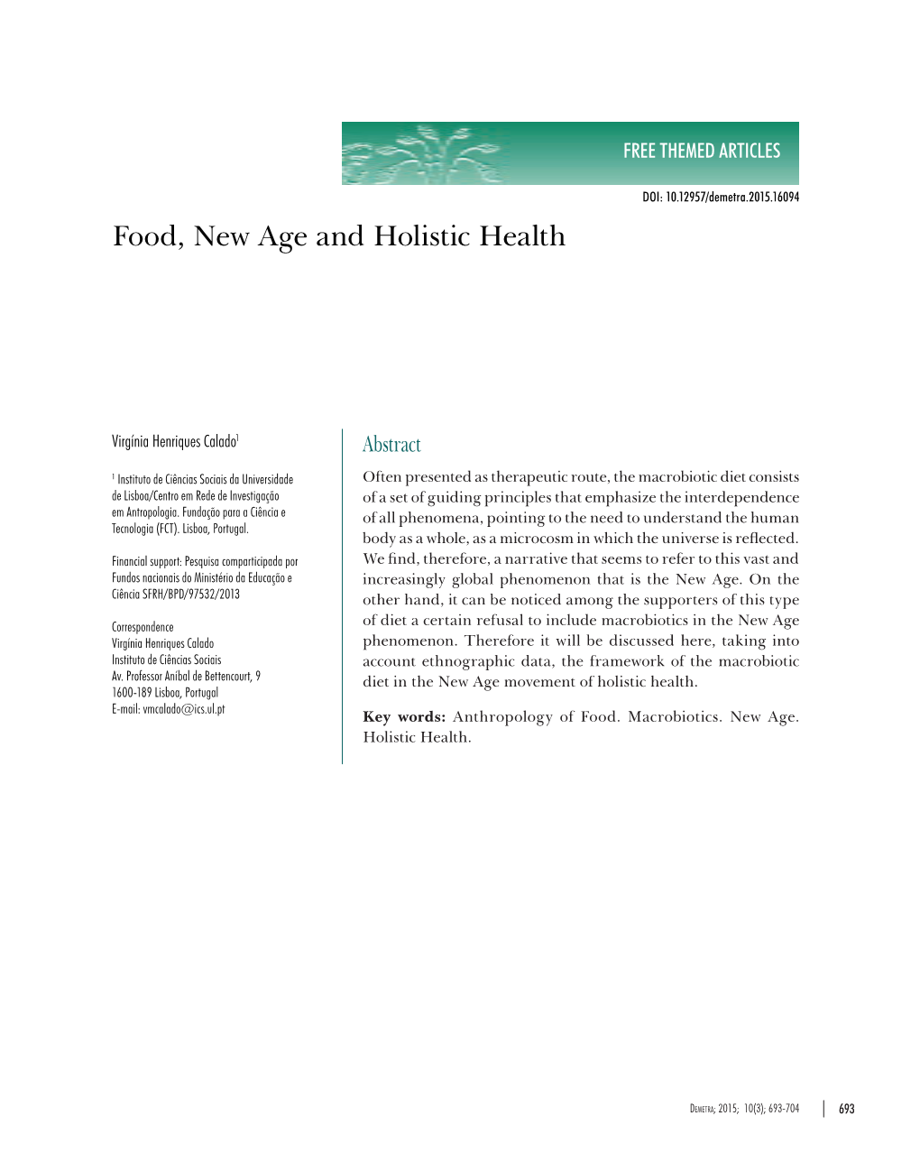 Food, New Age and Holistic Health