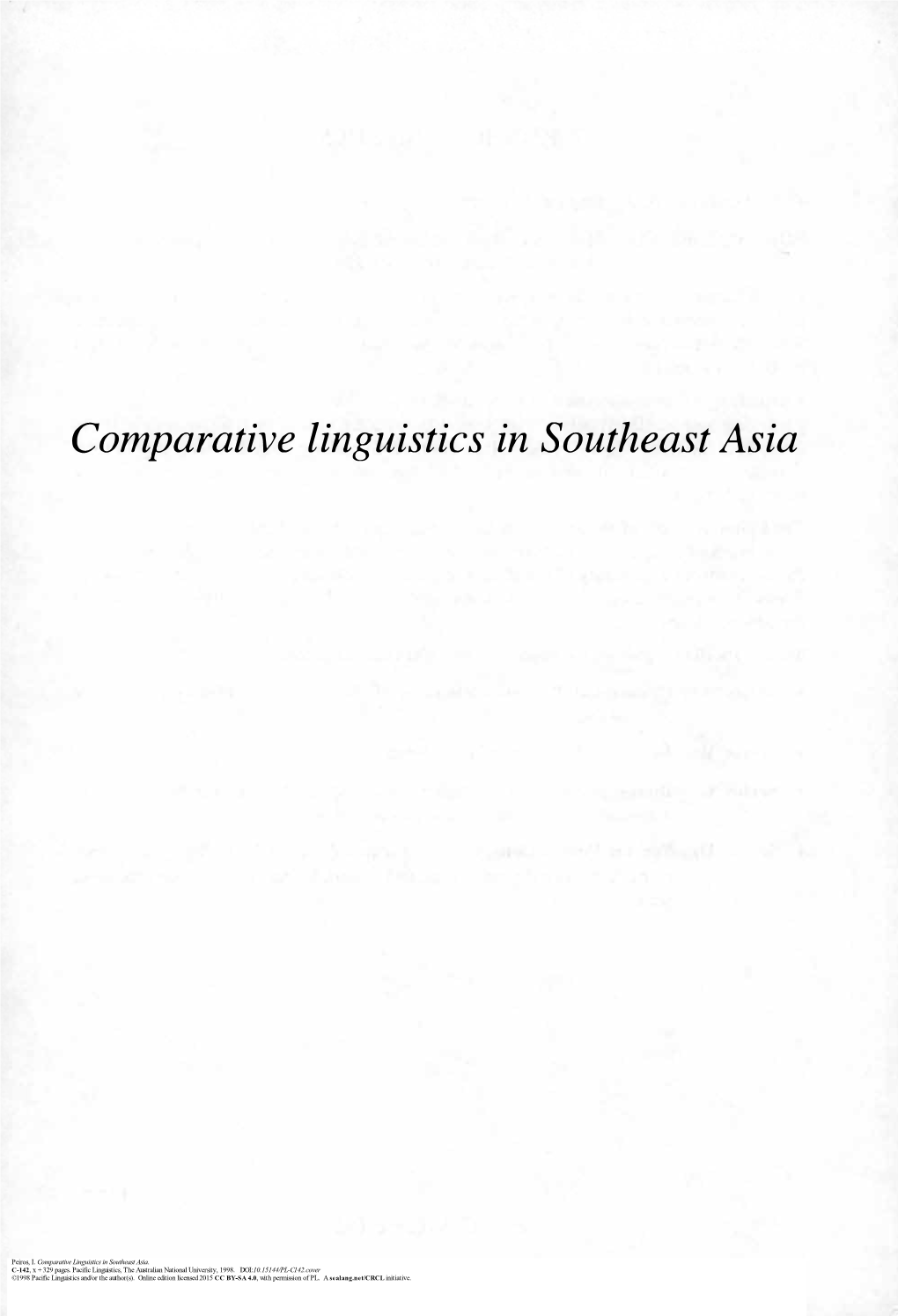 Comparative Linguistics in Southeast Asia
