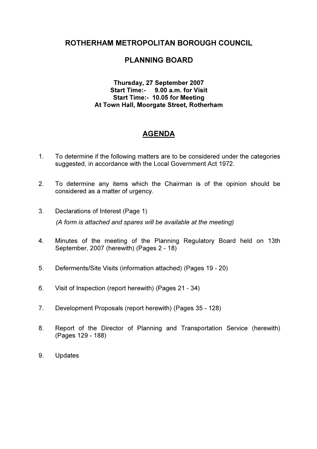 Rotherham Metropolitan Borough Council Planning Regulatory Board