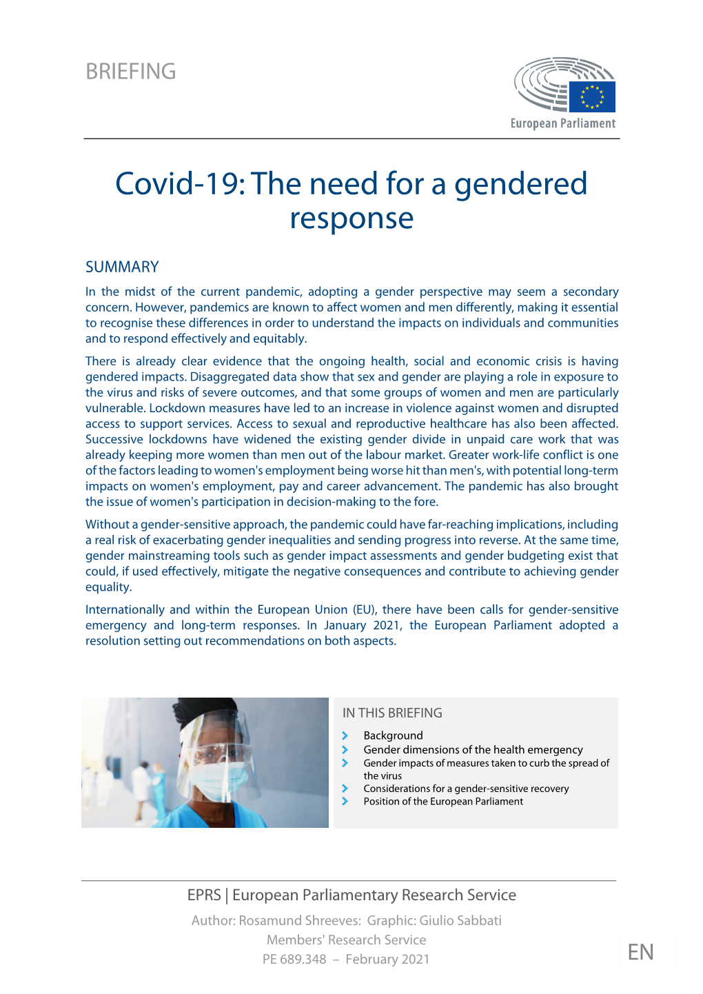 Covid 19: the Need for a Gendered Response