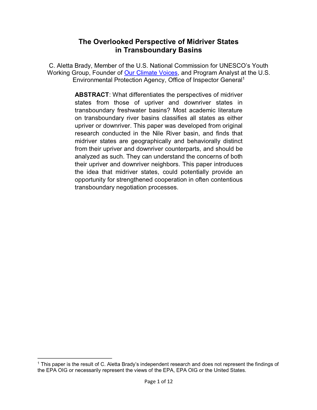 The Overlooked Perspective of Midriver States in Transboundary Basins