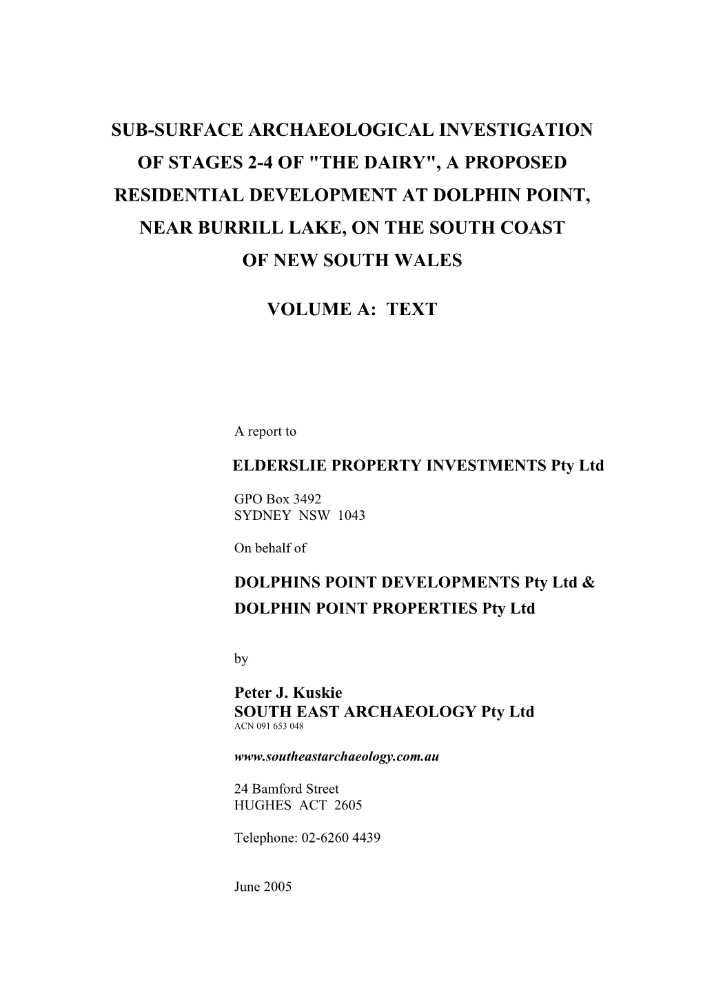 Sub-Surface Archaeological Investigation of Stages 2-4