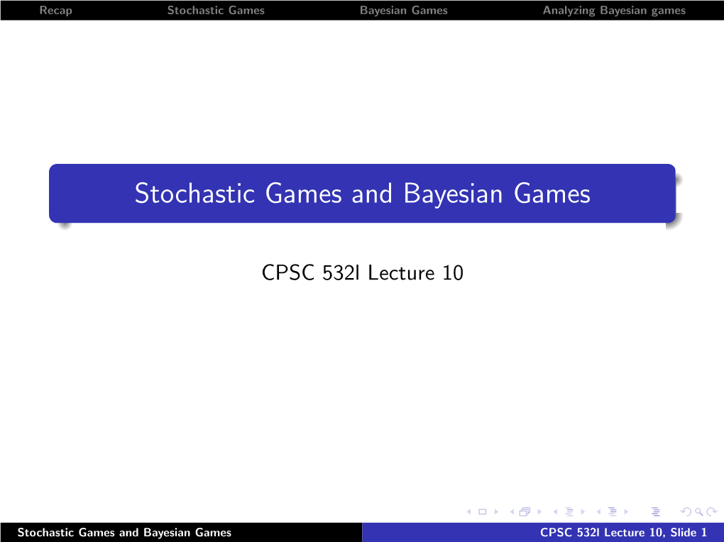 Stochastic Games and Bayesian Games