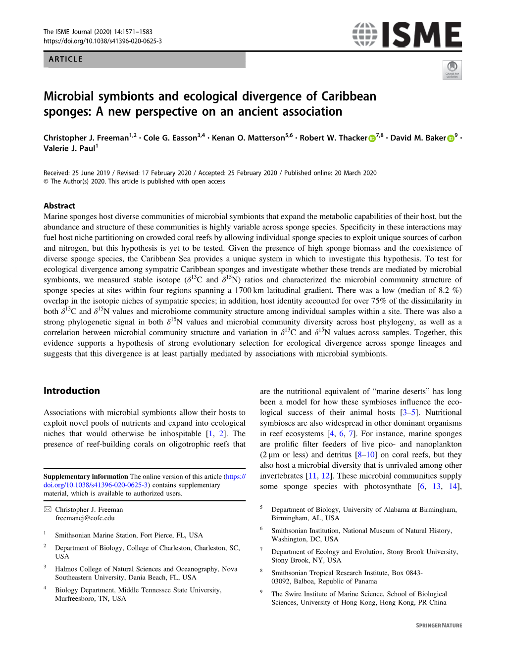 Microbial Symbionts and Ecological Divergence of Caribbean Sponges: a New Perspective on an Ancient Association