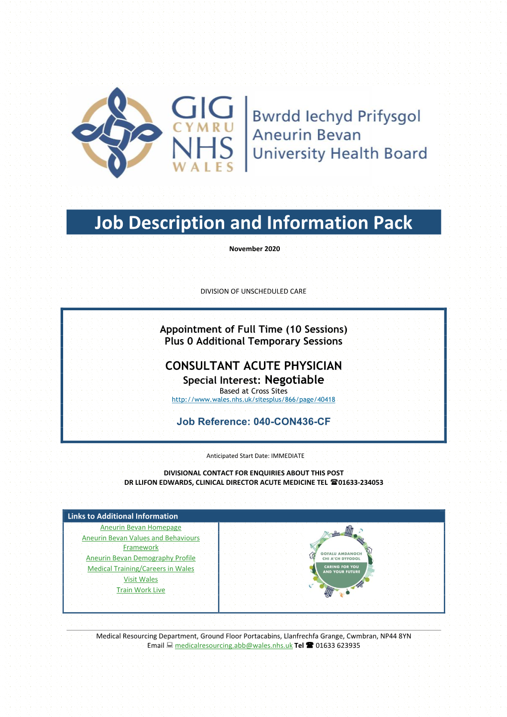 Job Description and Information Pack