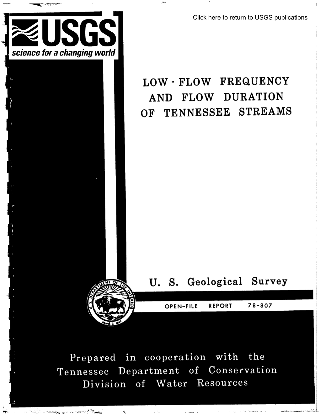 Low - Flow Frequency and Flow Duration of Tennessee Streams