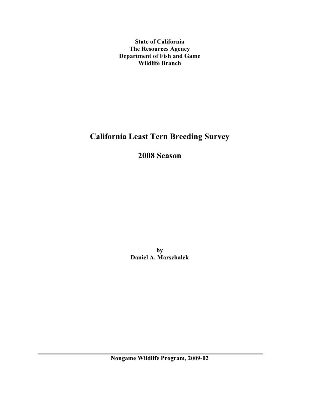 California Least Tern Breeding Survey, 2008 Season